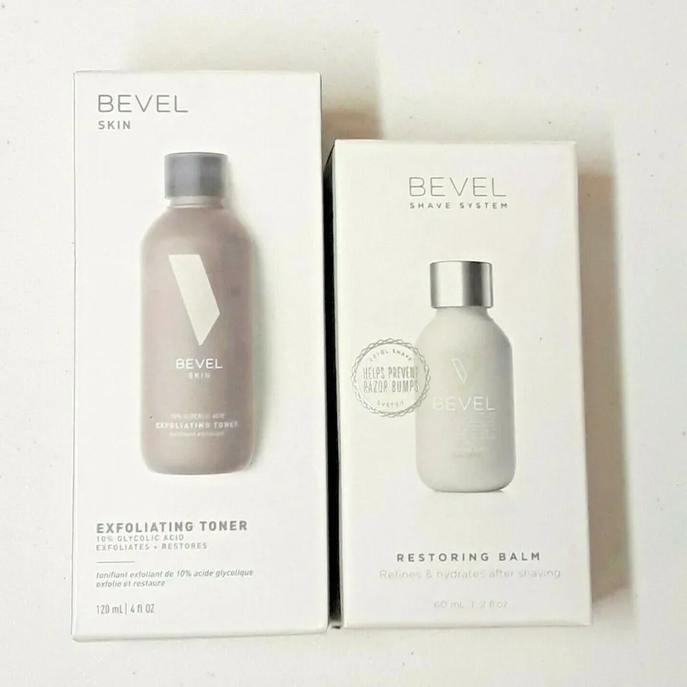 2pc Bevel Shave & Skin Set ~ Restoring Balm 2 fl oz & Exfoliating Toner 4 fl oz